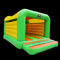 Green Commercial Bounce House With Slide