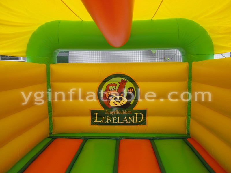 Green Commercial Bounce House With SlideGB494