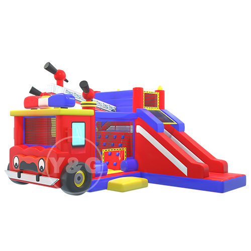 Fire Truck Bounce House Slide Combo01
