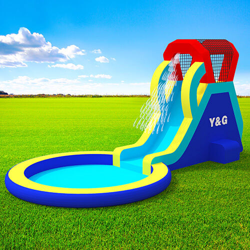 Small single slide with splash waterpool