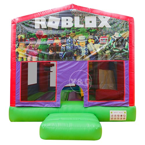 Commercial Green Purple Bounce House