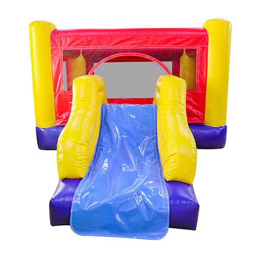 inflatable red and blue bouncer slide