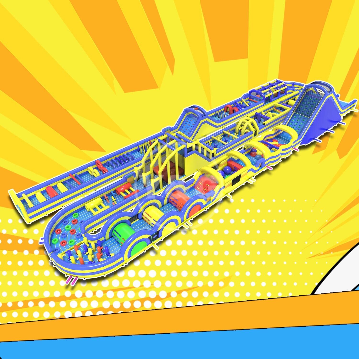 Carrera de obstáculos inflable para adultos