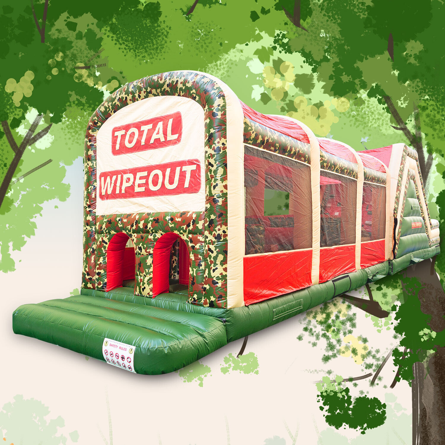 Carrera de obstáculos inflable para adultos