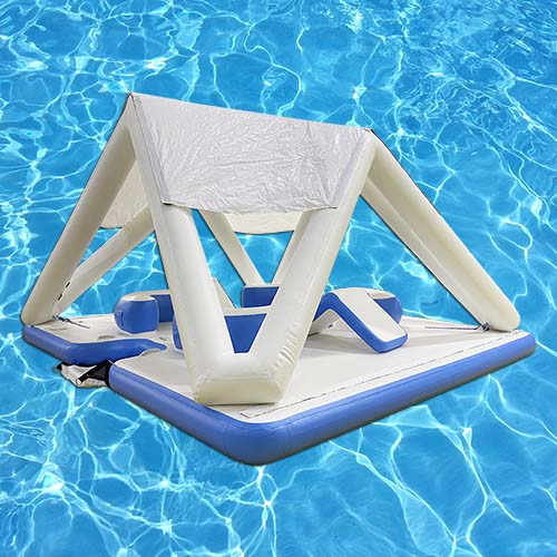 Inflatable platform with tent