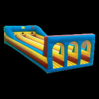 yellow and blue inflatable obstacles