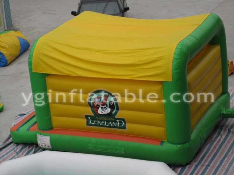 Green Commercial Bounce House With SlideGB494